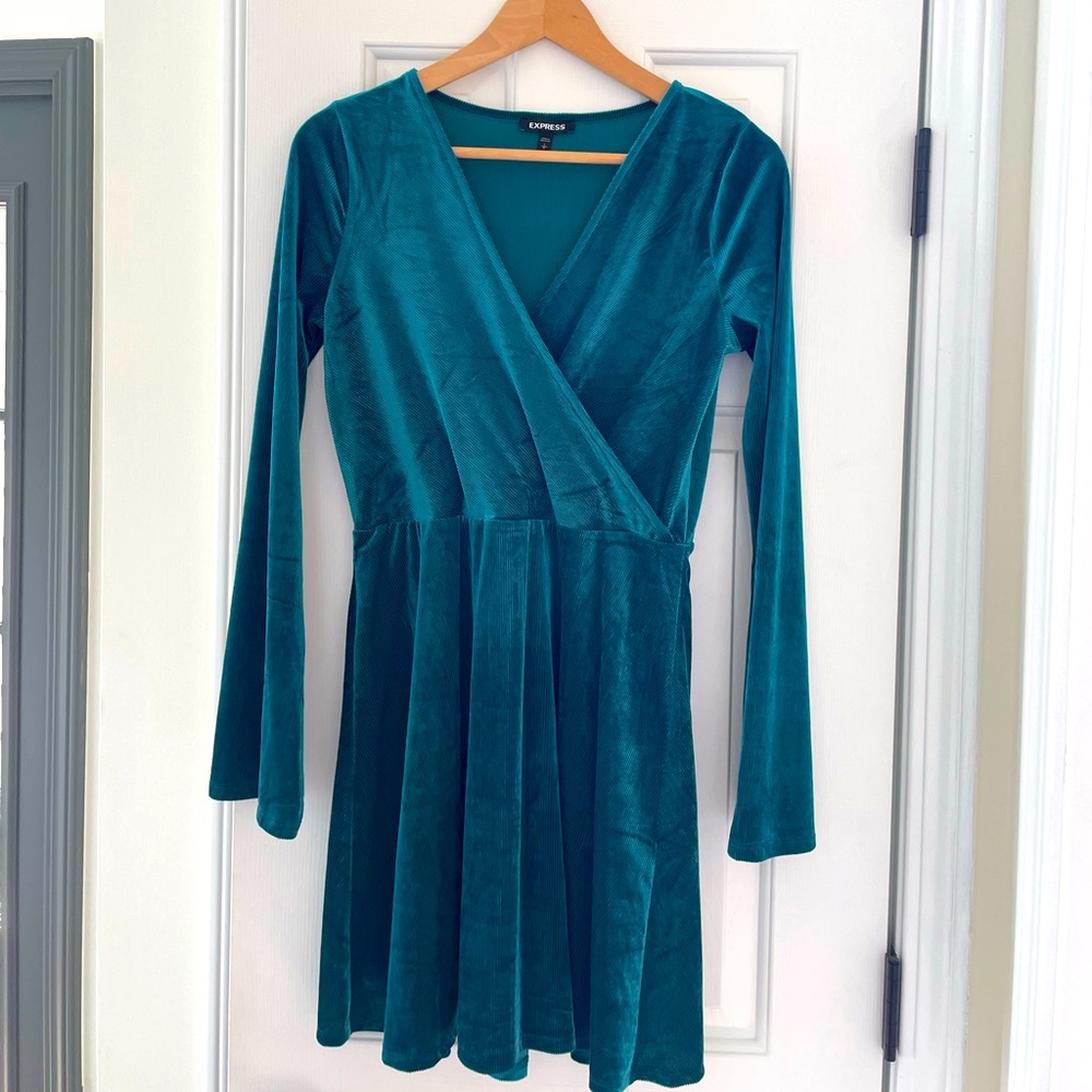 Fun teal Velvetty dress.